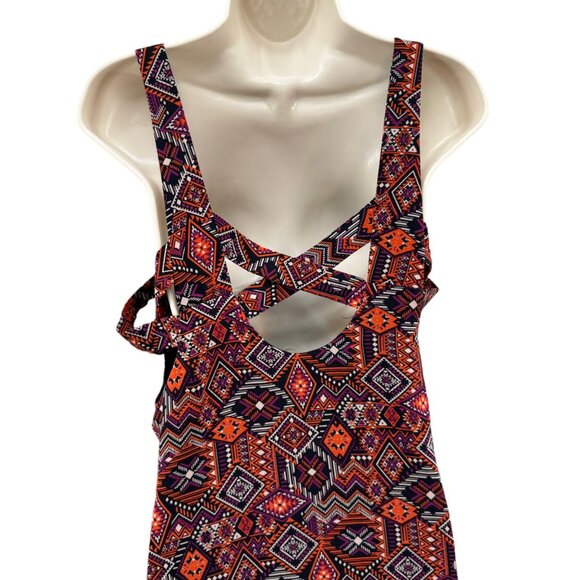 Tobi Mini Tank Dress Red Burgundy Aztec Print Boho Sleeveless Pullover Size M - Picture 4 of 14